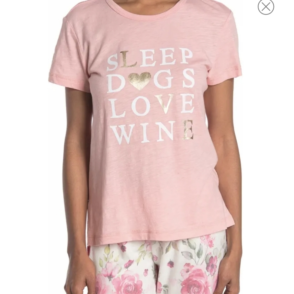 PJ SALVAGE 'Sleep Love Dogs Wine' Small pj top furbaby EUC